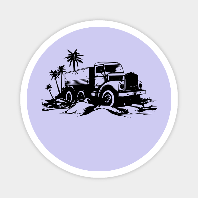 vintage heavy truck - desert - palm tree Magnet by TeeTruck